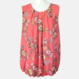 Liz Claiborne Sleeveless Bubble Hem Floral Blouse - Keyhole Button Back - XXL 20